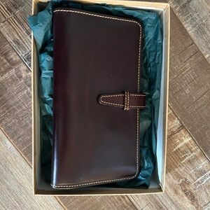 Brown Leather Key and Card Holder with Strap Closure